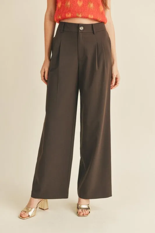 Wide Leg Trouser in Chocolate