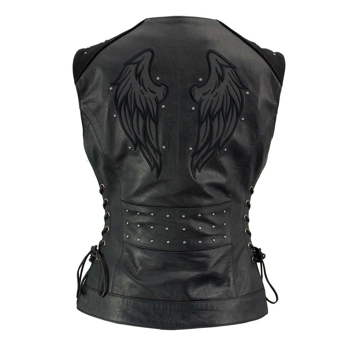 Xelement XS24001 Women's ‘Winged’ Black Studded Motorcycle Rider